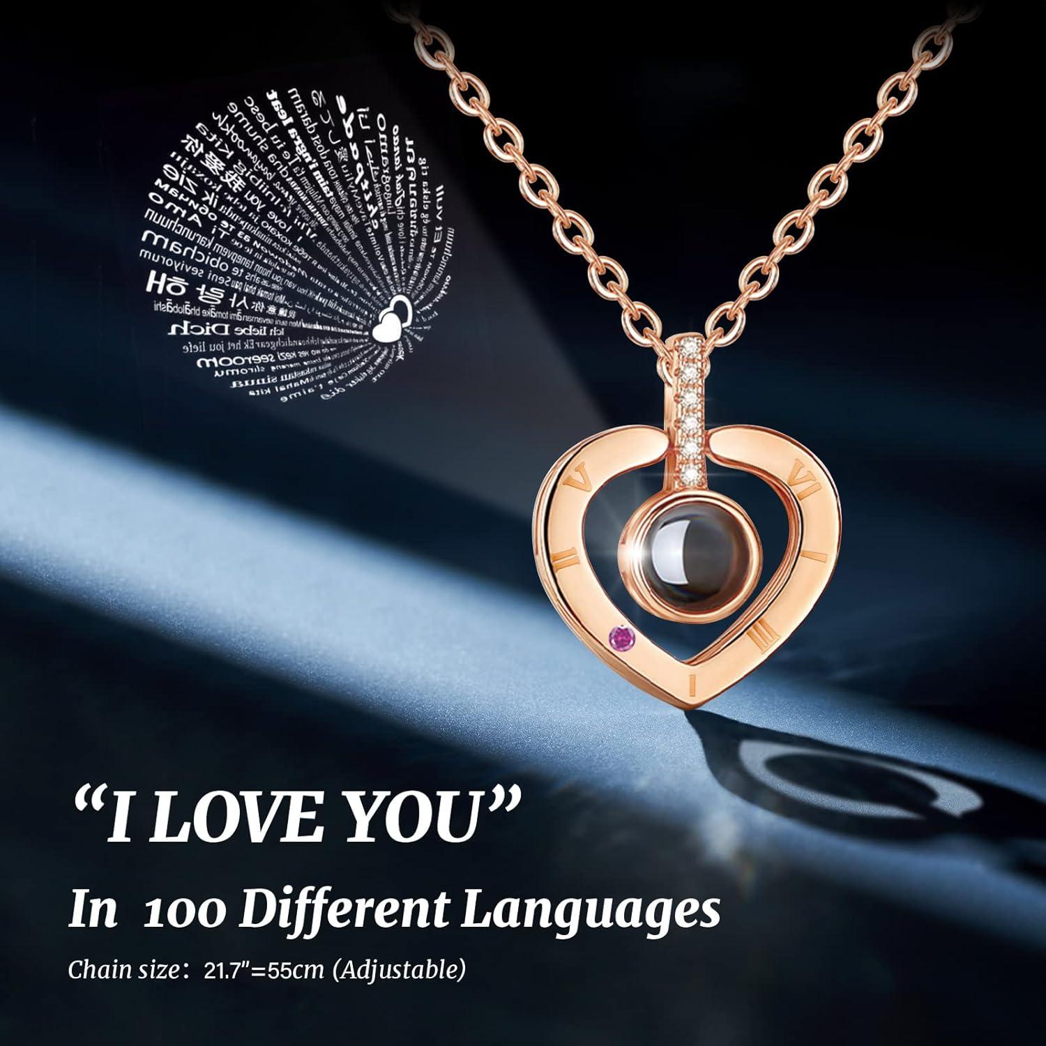 Ewige Rose mit I Love You Halskette in Geschenkbox, Schwarz