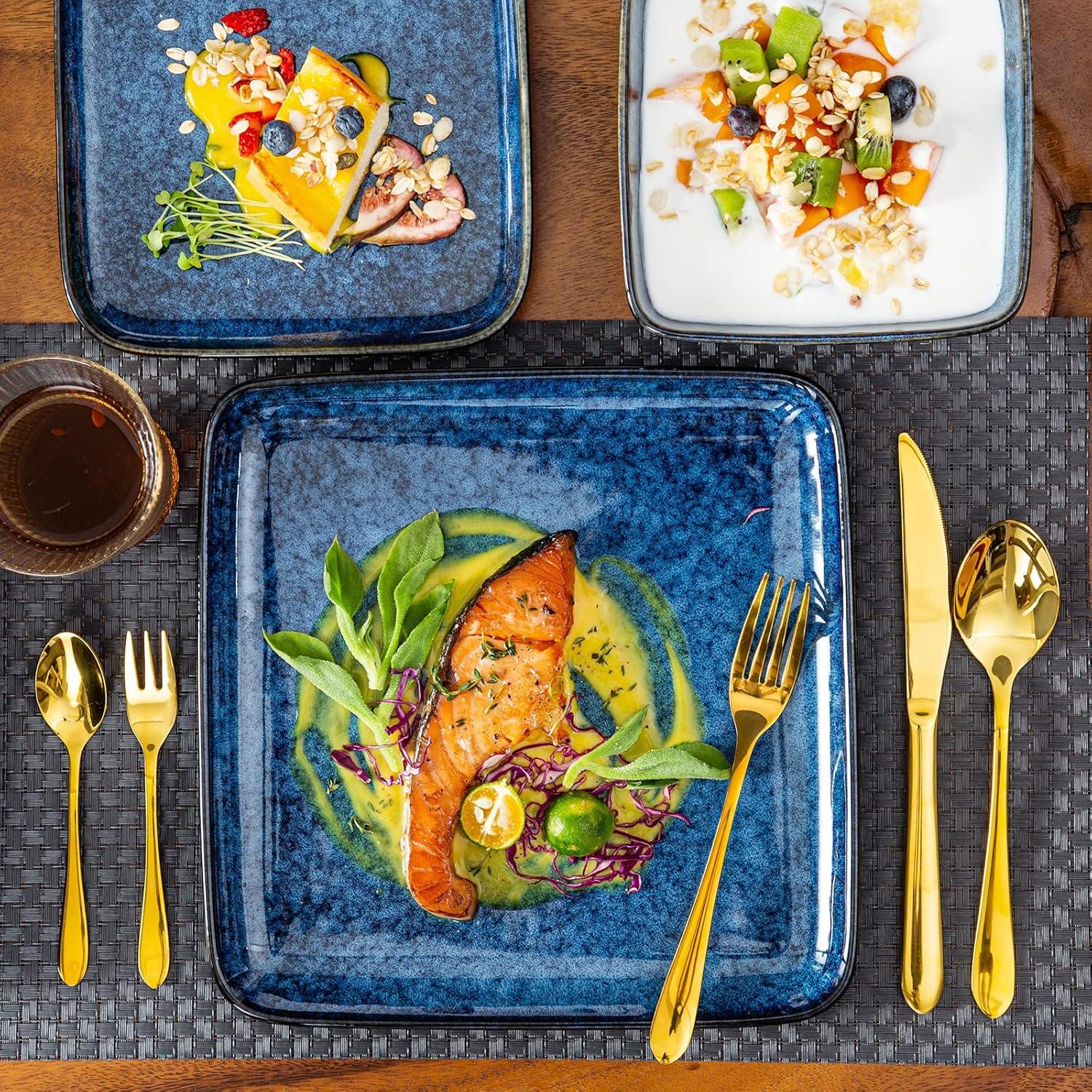 vancasso STERN Set blau 16-teilig Geschirr Tafelservice quadratisch