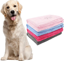 Hundehandtuch Extra Saugfähig mit Taschen Mikrofaser Weich Blau