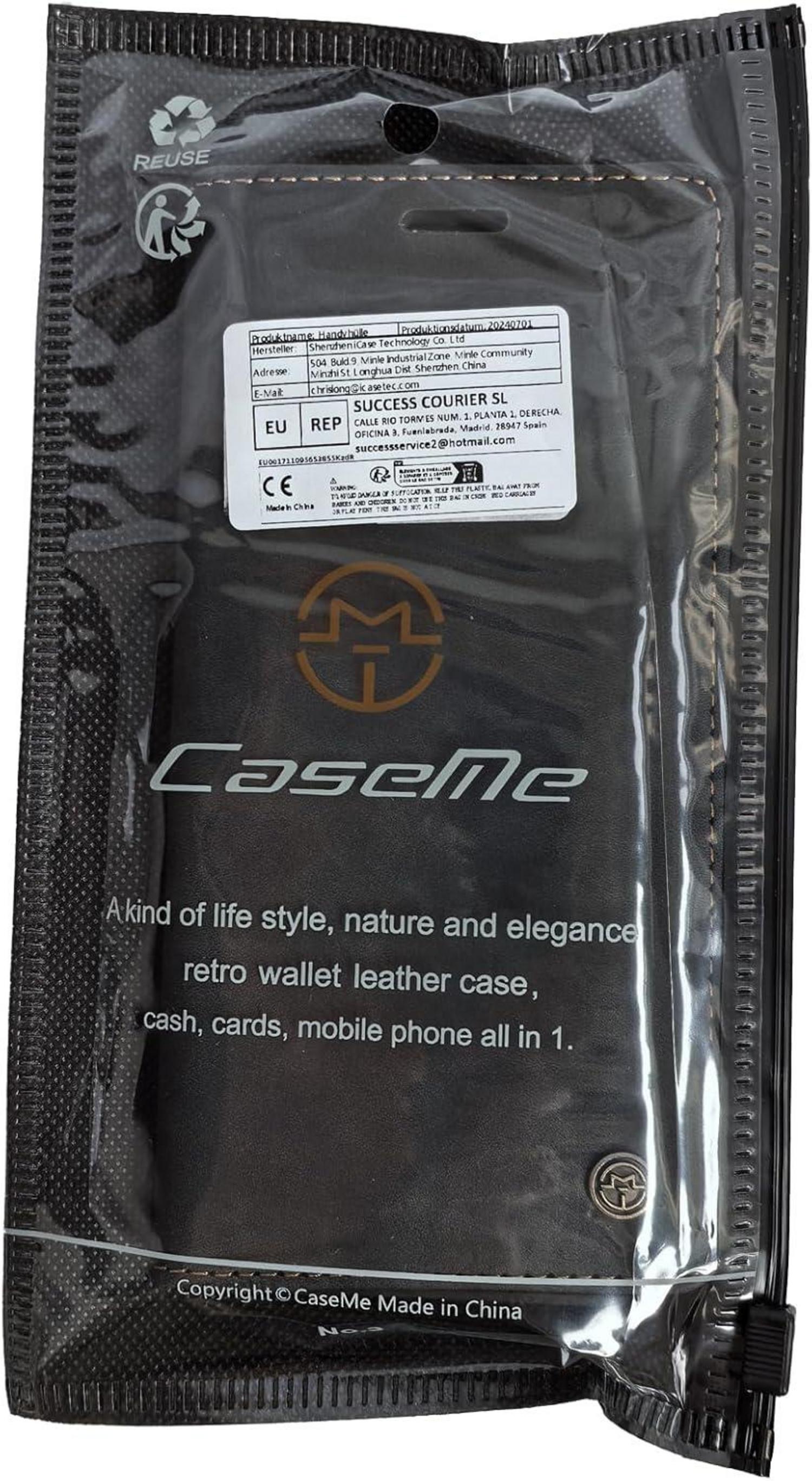 Schwarze CaseMe Samsung Galaxy S22 5G Premium Leder Klapphülle