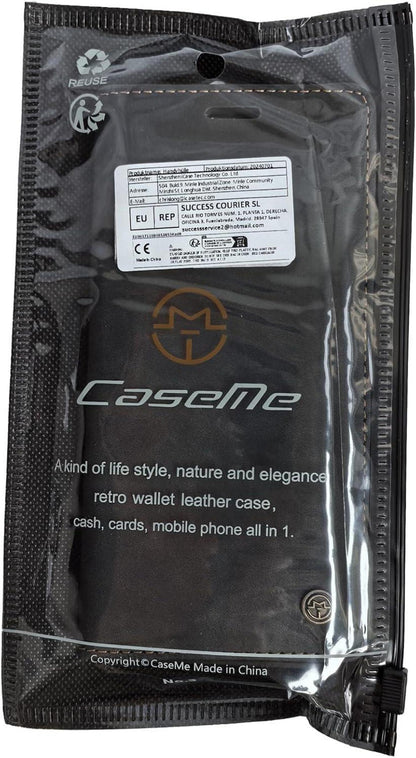 Schwarze CaseMe Samsung Galaxy S22 5G Premium Leder Klapphülle