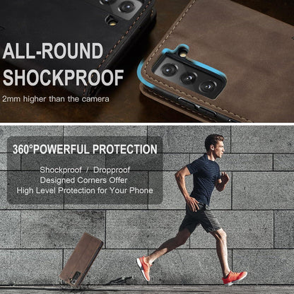 Handyhülle Samsung Galaxy S22 5G Leder Klappbar Kaffee 360° Schutz