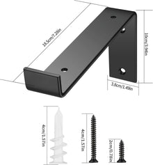 2er Set 18cm Schwarze Wandregalhalterung Metall - Winkel
