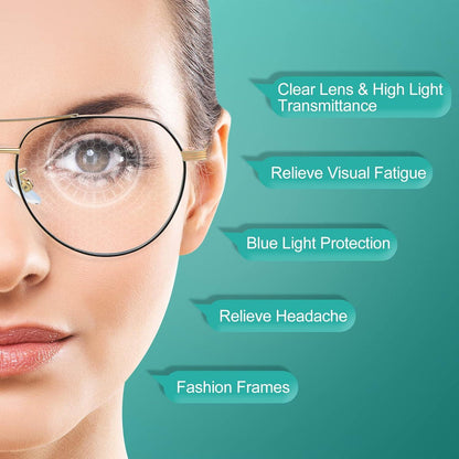 Damen Gaming Brille Blaulicht Blocking Computerbrille UV Schutz Gold