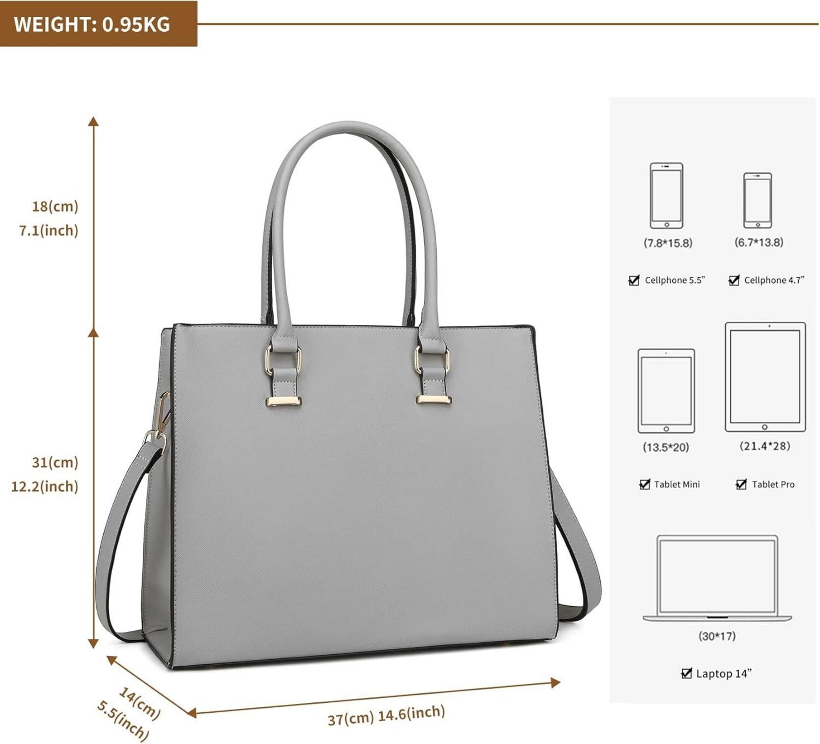 Große Damen Handtasche Henkeltasche Schultertasche Retro Elegant Grau 1