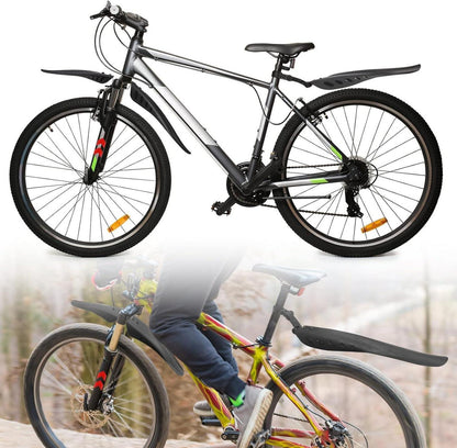 Hejo Fahrrad Schutzblech Set mit Reflektoren, Einstellbar, 24-29 Zoll, Schwarz