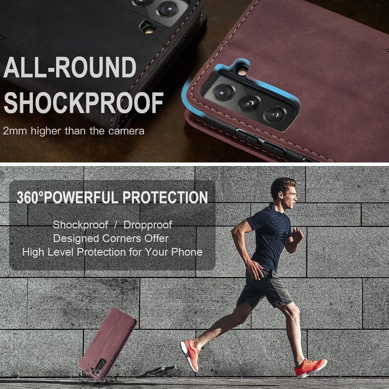 Handyhülle Samsung Galaxy S22 5G Leder Flip Case Weinrot