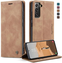Handyhülle Samsung Galaxy S22 5G Leder Flip Case Braun