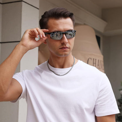 Herren Sportbrille Polarisierte Sonnenbrille Al-Mg Metallrahmen UV400