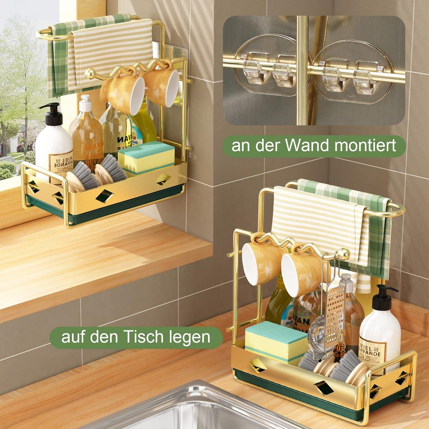 Spülbecken Organizer Küchen mit Spültuchhalter Aufbewahrung Schwamm