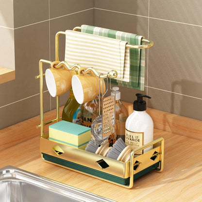 Spülbecken Organizer mit Tropfschale und Trockenstange Schwarz