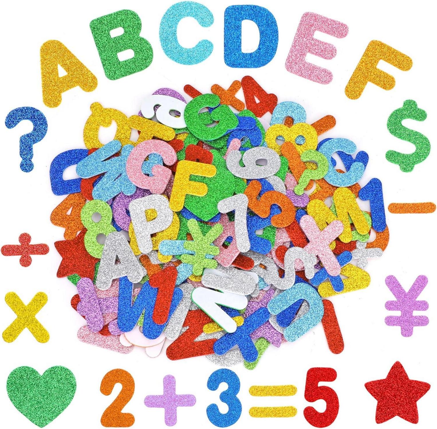 Moosgummi Buchstaben Selbstklebend Glitzer Aufkleber Set