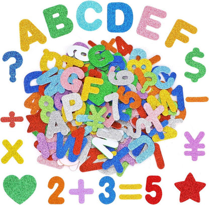 Moosgummi Buchstaben Selbstklebend Glitzer Aufkleber Set