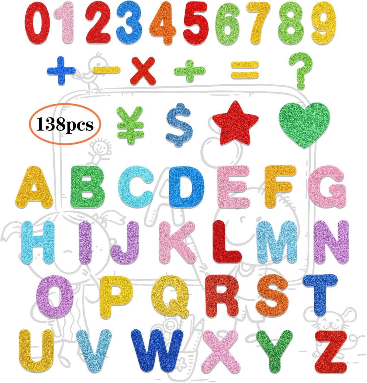 Moosgummi Buchstaben Selbstklebend Glitzer Zahlen Aufkleber
