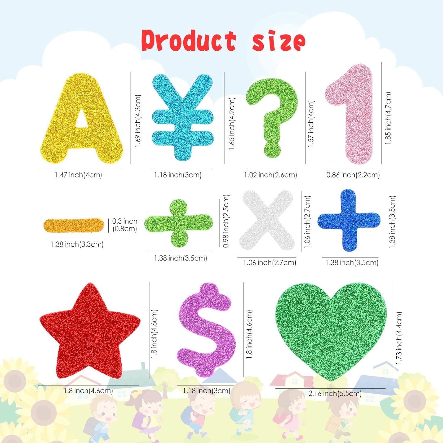 Moosgummi Buchstaben Selbstklebend Glitzer Aufkleber Set