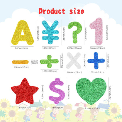 Moosgummi Buchstaben Selbstklebend Glitzer Aufkleber Set