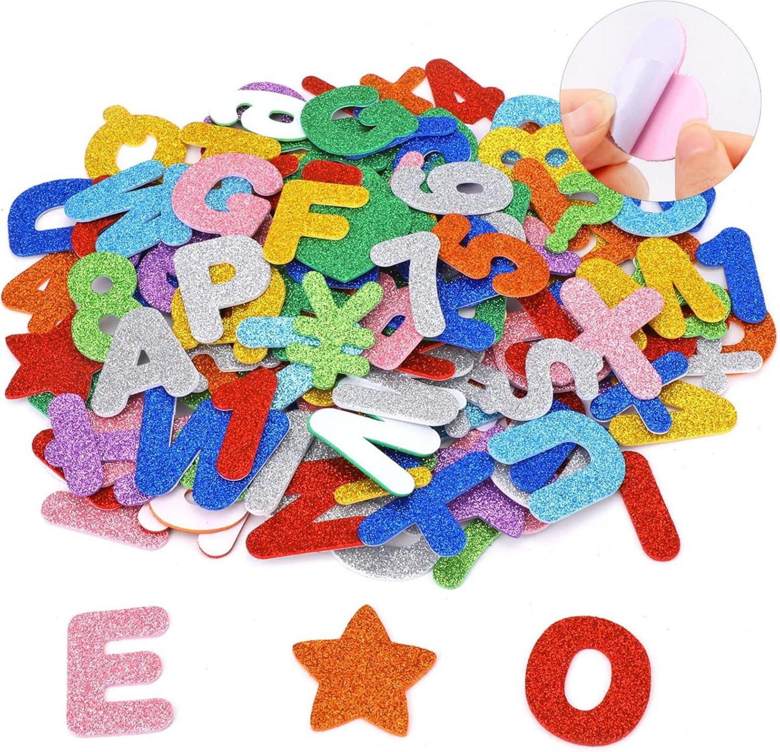 Moosgummi Buchstaben Selbstklebend Glitzer Sticker Set 138 Stück