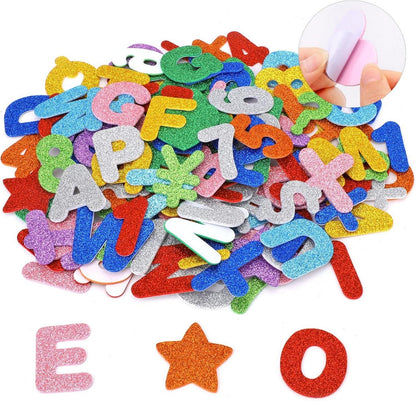 Moosgummi Buchstaben Selbstklebend Glitzer Sticker Set 138 Stück