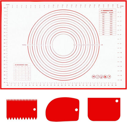 Silikon Backmatte Groß 70 x 50 cm Antihaft Teigmatte Backunterlage Set