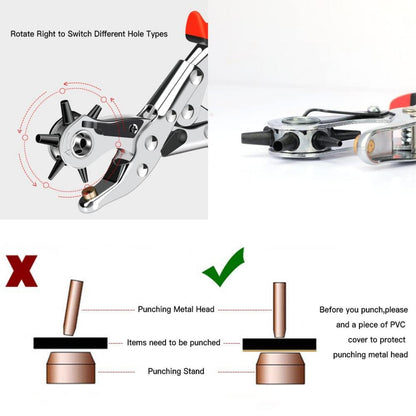 Lochzange für Leder 2-4.5mm 6 runde Hochleistungs-Revolver-Lochzange