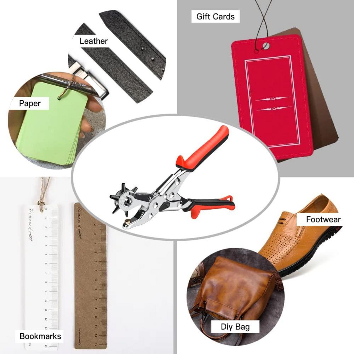 AIRAJ PRO Lochzange für Leder, 2-4.5mm 6 runde Hochleistungs-Revolver-Lochzange