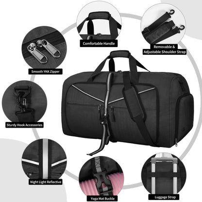 Große Sporttasche 100L Herren Damen mit Schuhfach und Faltbarer Weekender