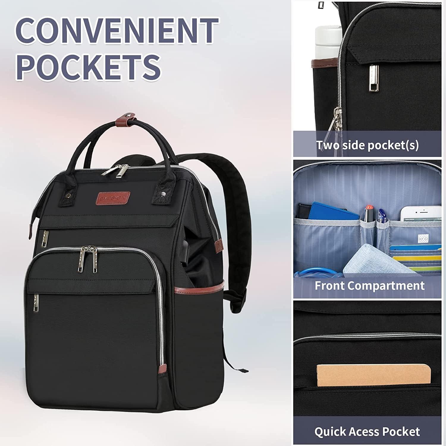 Damen Laptop Rucksack 15.6 Zoll Schwarz Große Kapazität