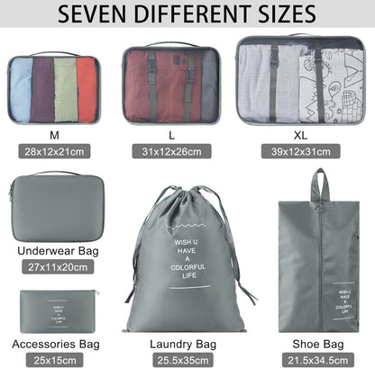 Kleidertaschen Set Verpackungswürfel Koffer Organizer Urlaub Reise Packing Cubes Grau