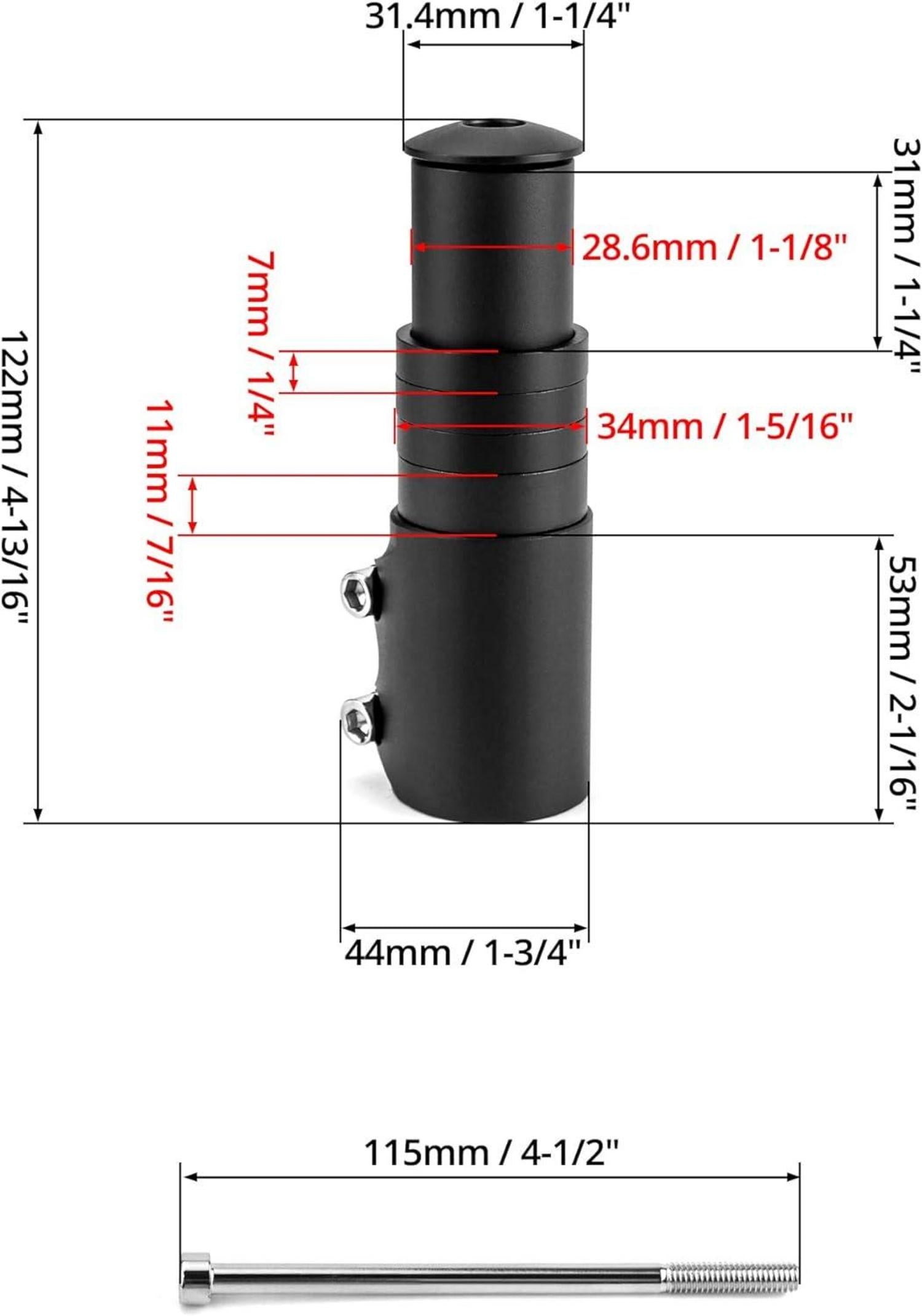 Fahrrad Lenkererhöhung Vorbau Adapter 28.6mm Schwarz - E-Bike SEO