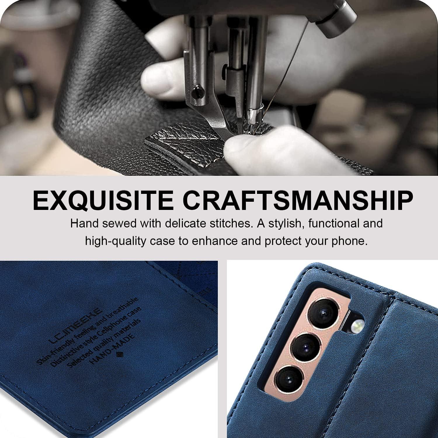 Handyhülle Samsung Galaxy S21 5G Leder Flip Wallet Blau