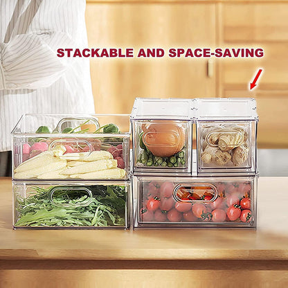 Kühlschrank Organizer Schublade Set mit Griff, Stapelbar