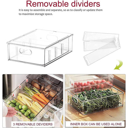 Kühlschrank Organizer Schublade Set mit Griff, Stapelbar