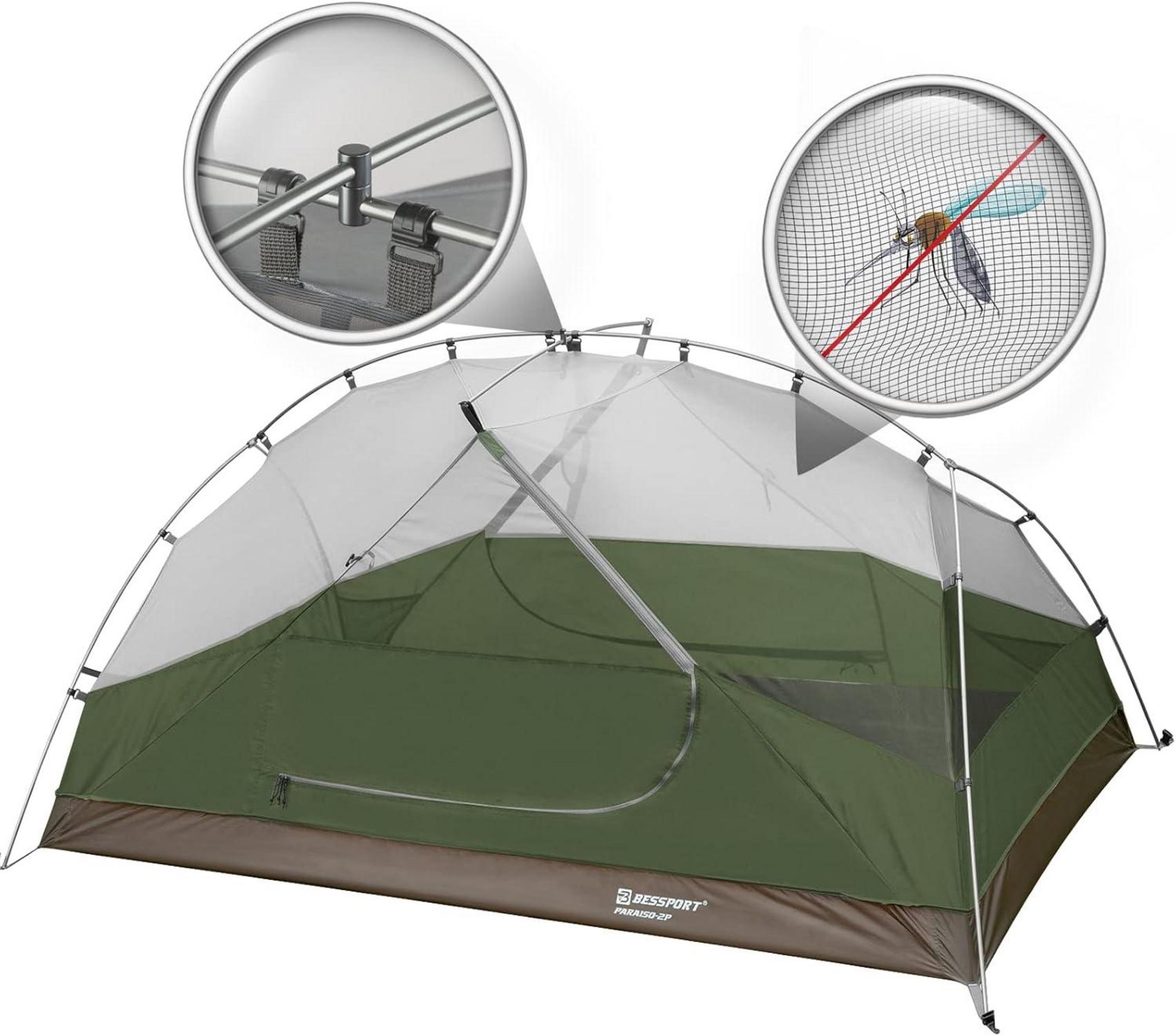Ultraleichtes wasserdichtes 2-Personen Campingzelt mit 2 Türen & Belüftung
