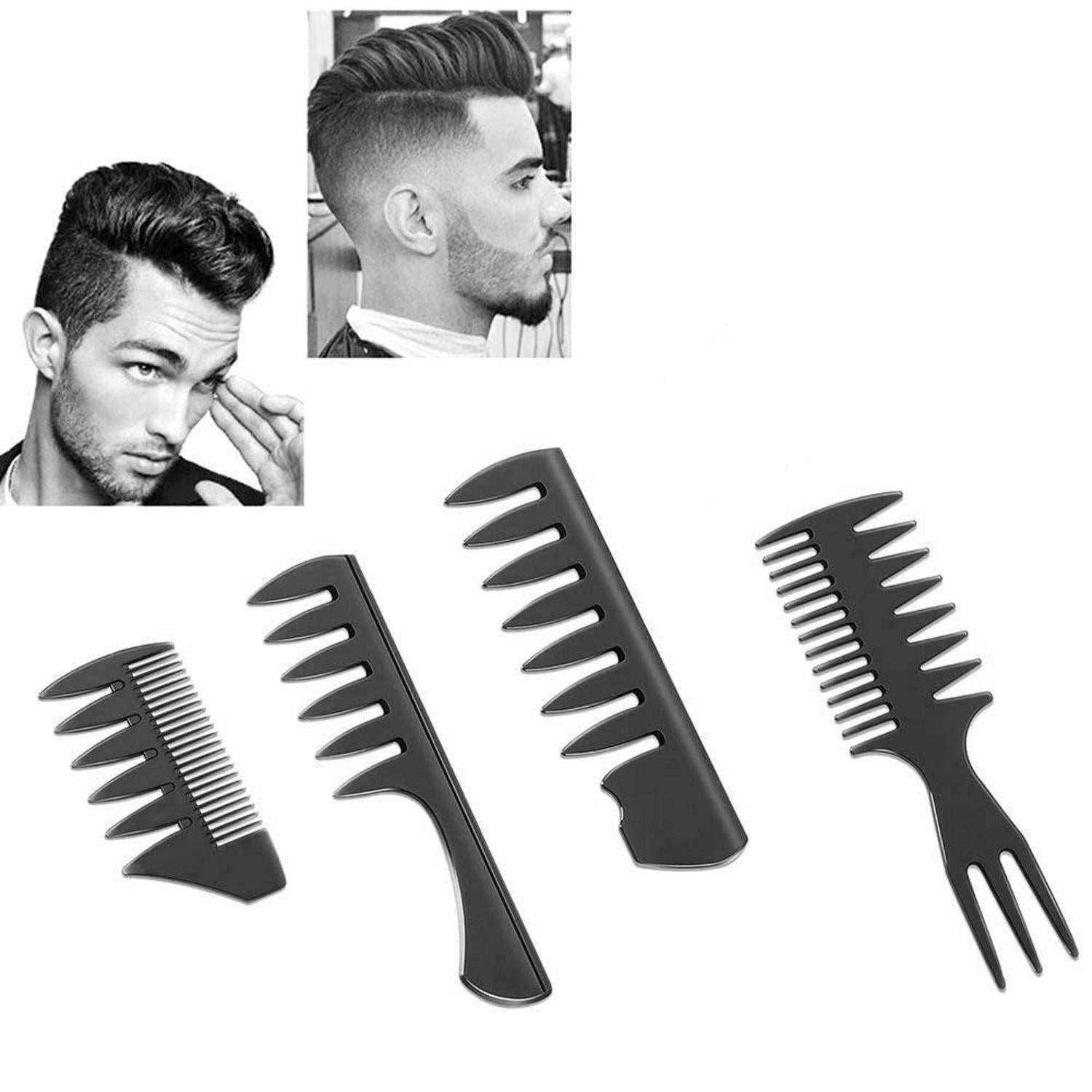 Professional Styling Kamm Set 4-teilig für Herren - Hitzebeständiger Carbon Kamm - Haarstyling Männer - Salon Haarkamm