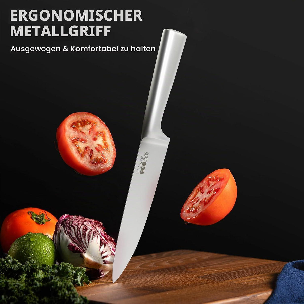 5-tlg. Profi Küchenmesser Set Edelstahl, Scharf & Rutschfest