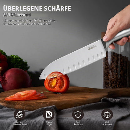 5-tlg. Profi Küchenmesser Set Edelstahl, Scharf & Rutschfest