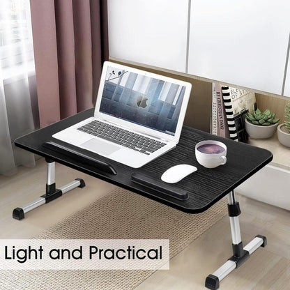 Laptoptisch Betttisch Höhenverstellbar Schwarz 60x34cm mit Schublade