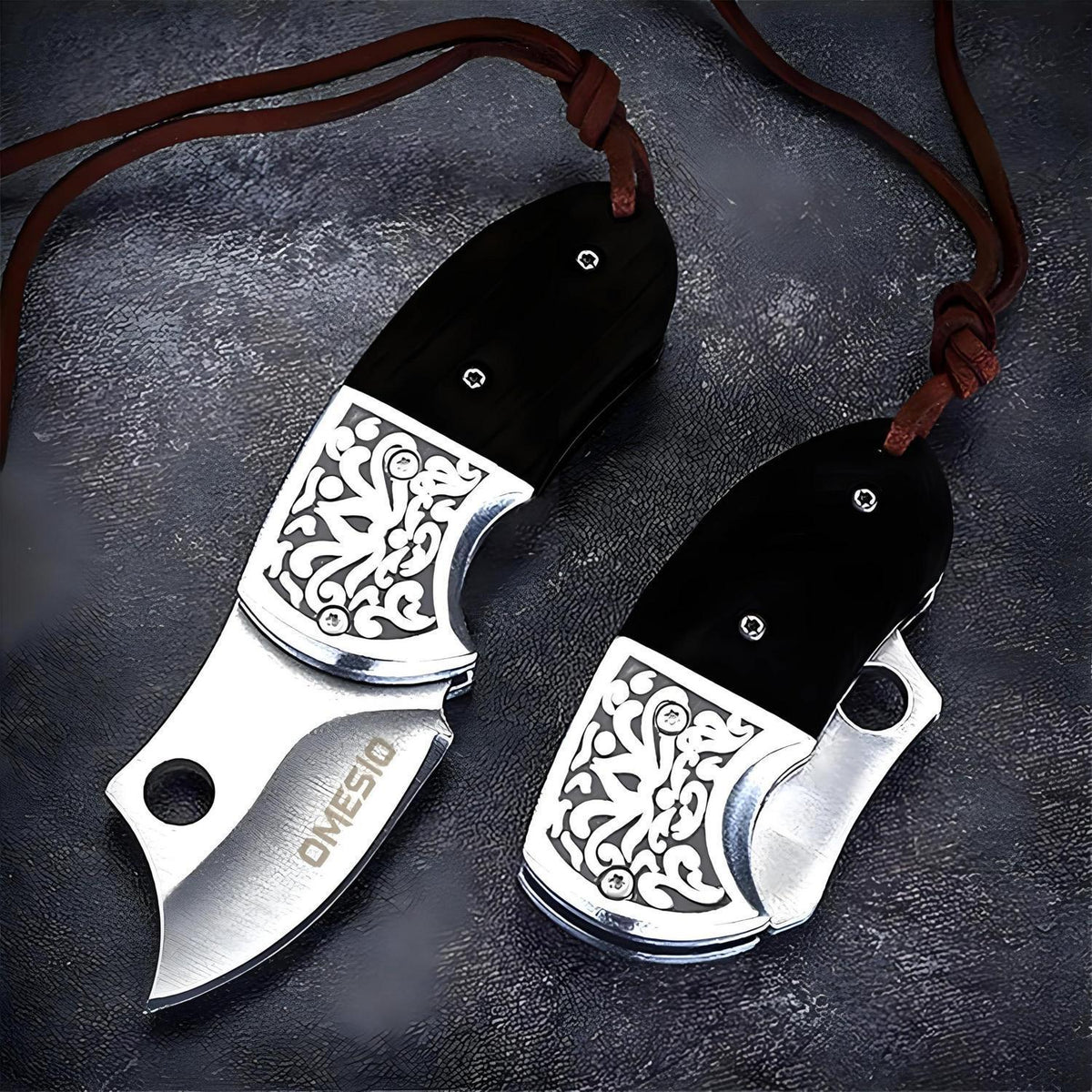 Klappmesser Mini Schwarz – Zweihandmesser mit Schlüsselanhänger