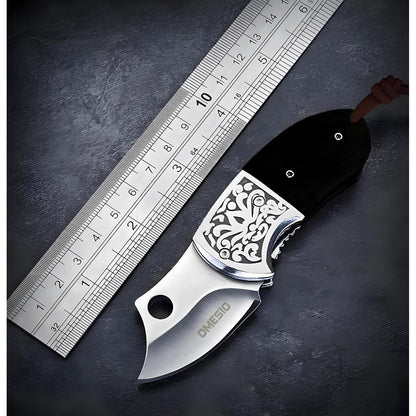 Klappmesser Mini Schwarz – Zweihandmesser mit Schlüsselanhänger