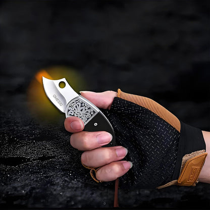 Klappmesser Mini Schwarz – Zweihandmesser mit Schlüsselanhänger