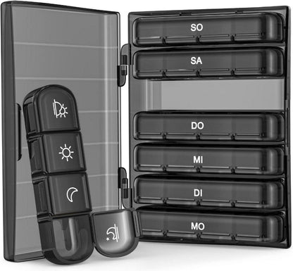 Pillendose 7 Tage 4 Fächer BPA-frei Vitaminbox Fischöl