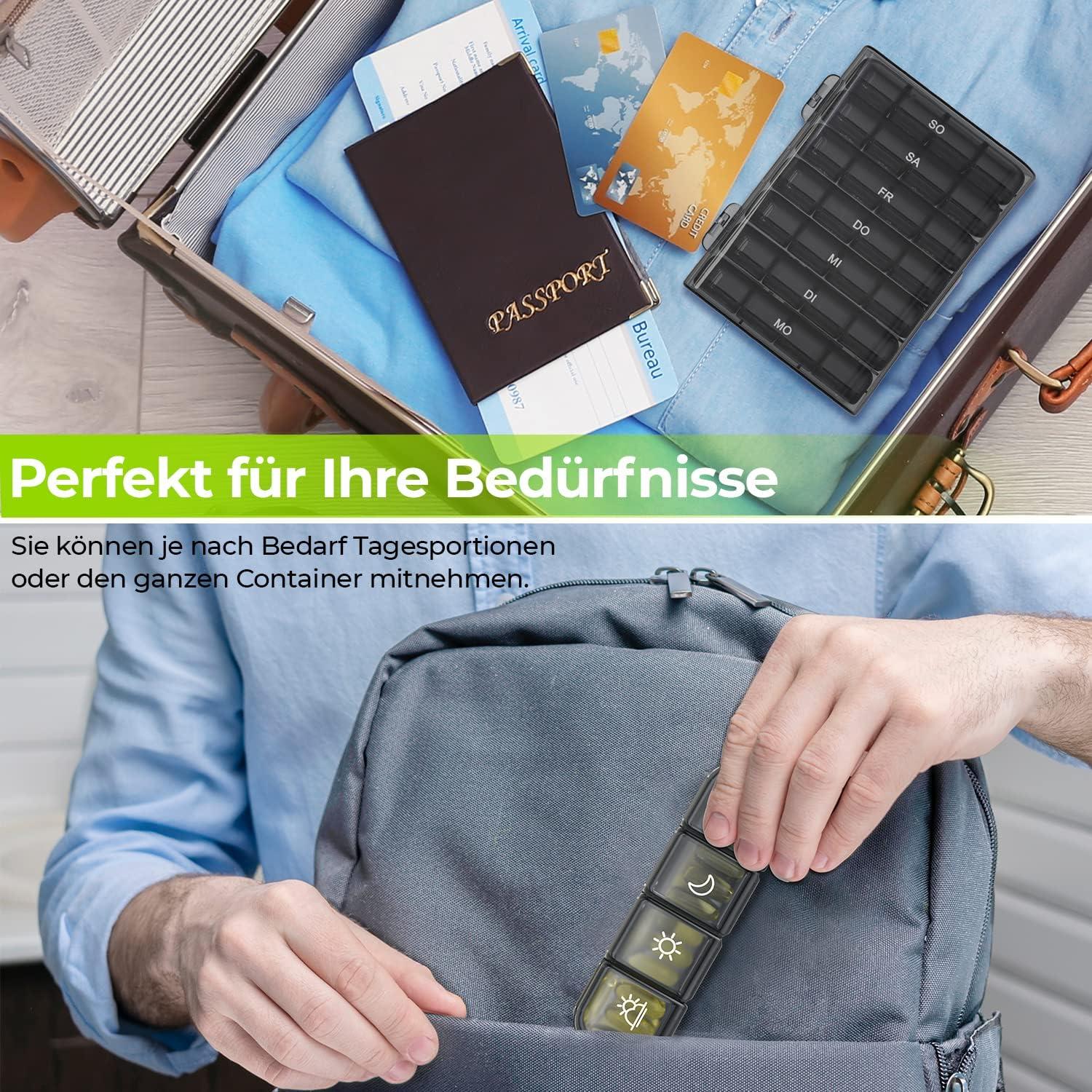 Pillendose 7 Tage 4 Fächer BPA-frei Vitaminbox Fischöl