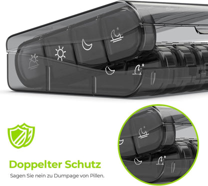 AUVON Tablettenbox 7 Tage 4 Fächer BPA-frei groß & einfach öffnen