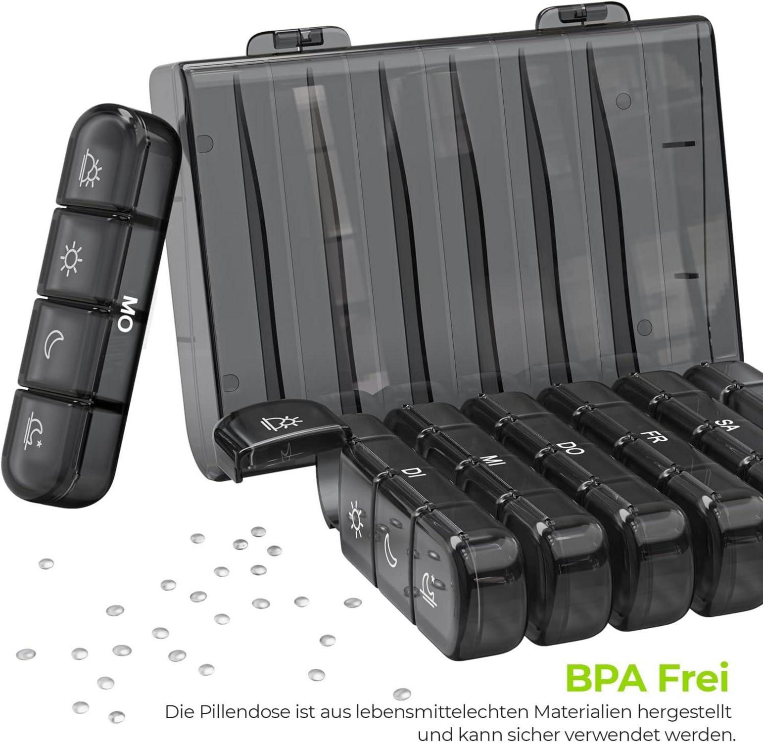 Tablettenbox 7 Tage 4 Fächer BPA-frei groß Vitamine Fischöl