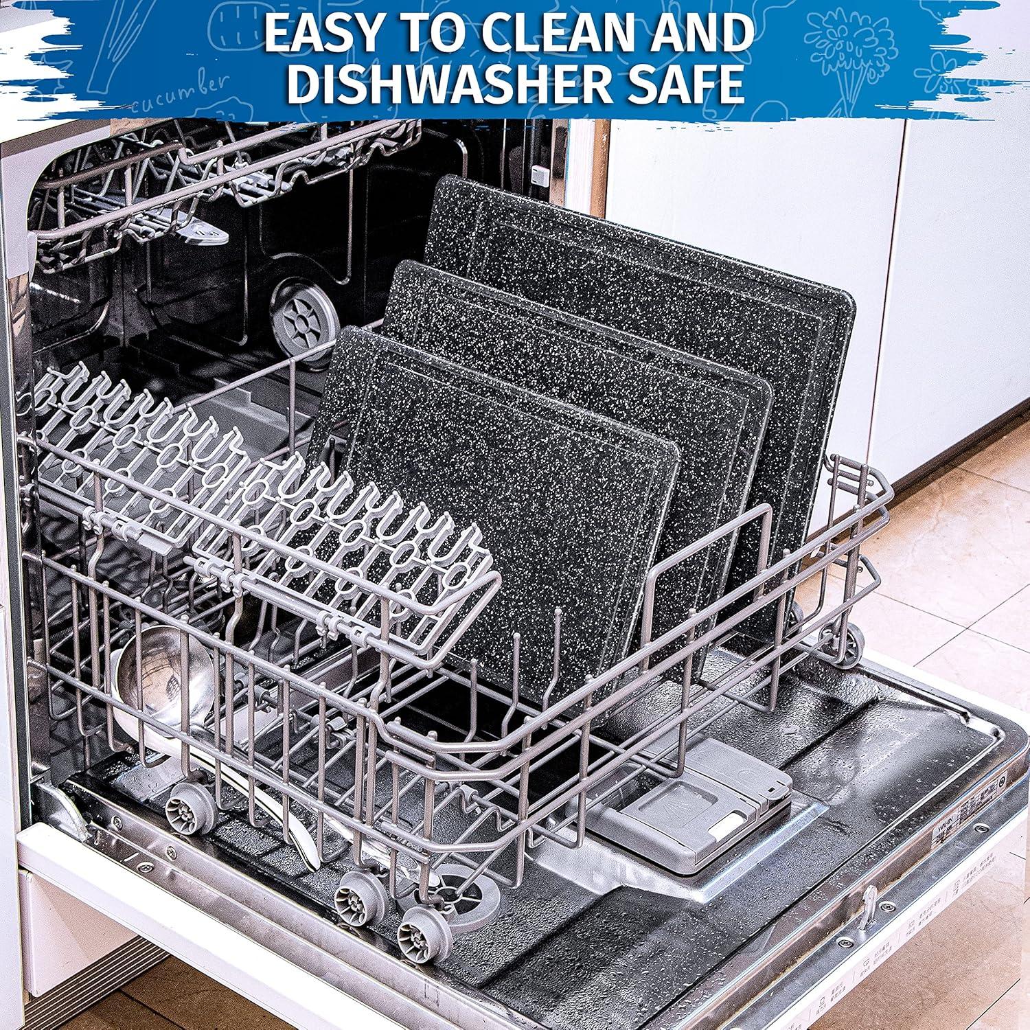 Schneidebrett Set 3-teilig Granitoptik BPA-frei Schwarz