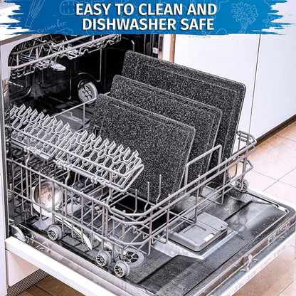 Schneidebrett Set 3-teilig Granitoptik BPA-frei Schwarz