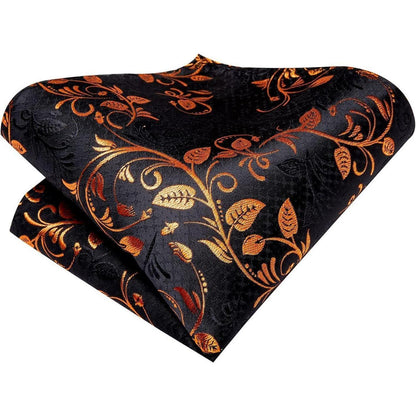 Krawatten Set Schwarz Gold Paisley Geschenke für Männer