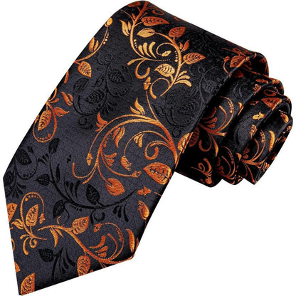 Krawatten Set Schwarz Gold Paisley Geschenke für Männer