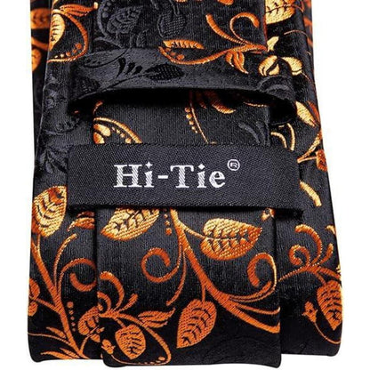 Krawatten Set Schwarz Gold Paisley Geschenke für Männer