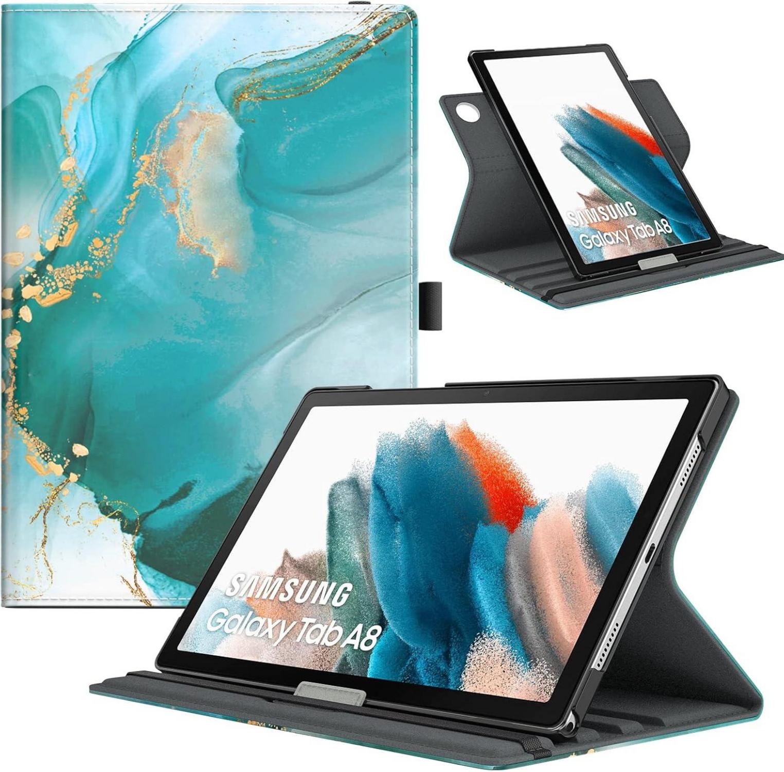 TiMOVO Galaxy Tab A8 10,5 Zoll Hülle 90° Drehbar Pfauenblau